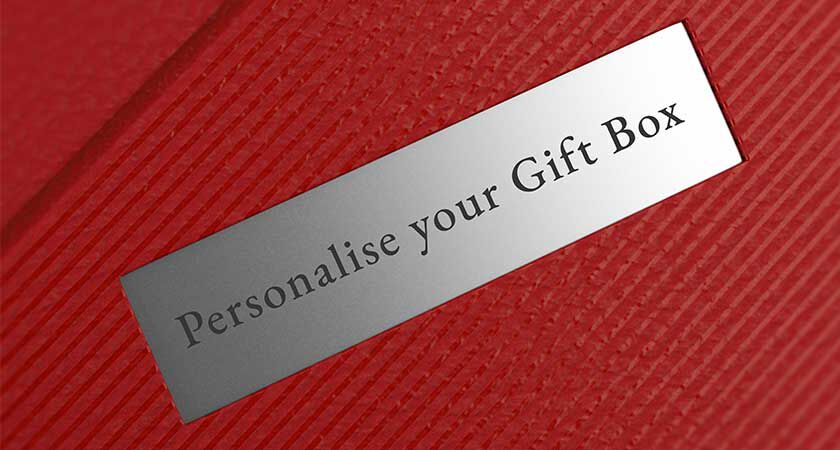 Personalised plaque on Grange gift box