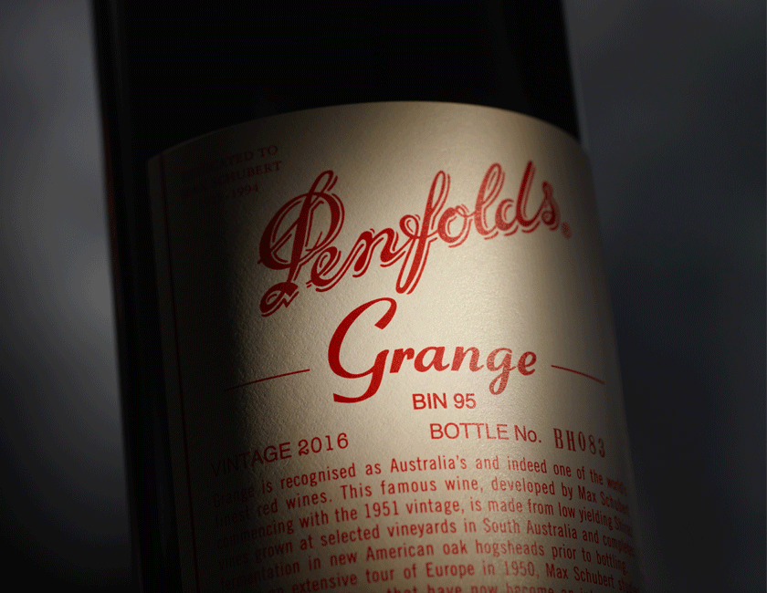 Grange 2016 bottle with spotlight lighting