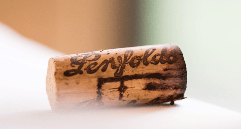 Aged Penfolds cork on bench