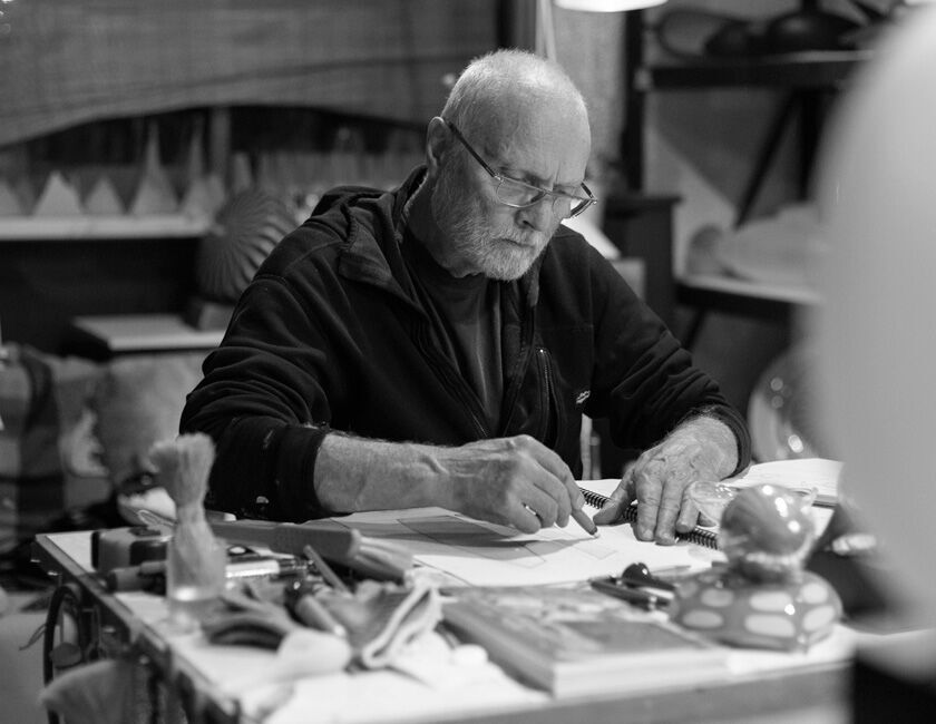 Artist Nick Mount making the Superblend Decanters