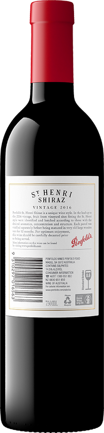 2016 Penfolds St Henri Shiraz Back