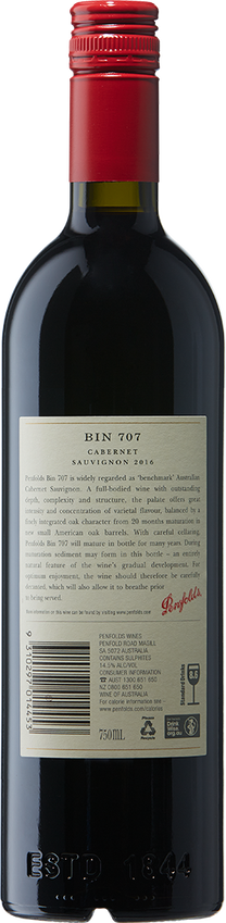2016 Penfolds Bin 707 Cabernet Sauvignon Back