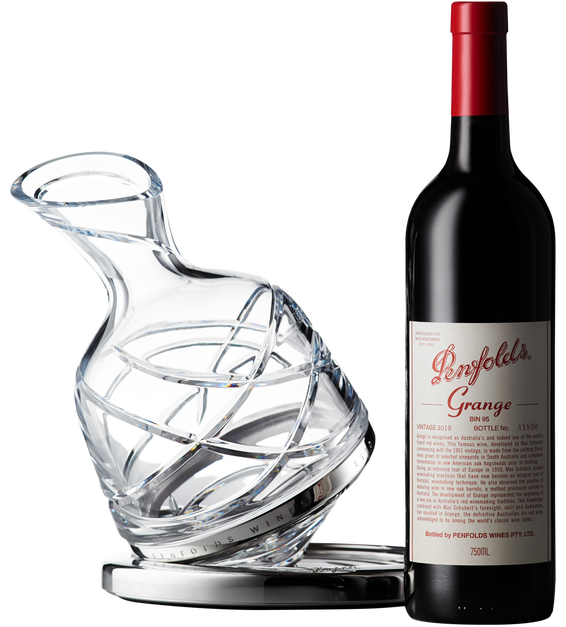2013 Penfolds Grange bottle and Saint Louis Decanter