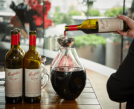 Penfolds Grange being poured into a decanter