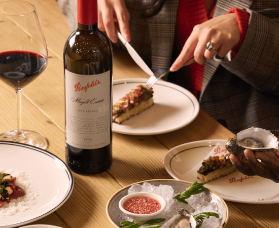 Penfolds Wine alongside Magill Estate Kitchen dishes